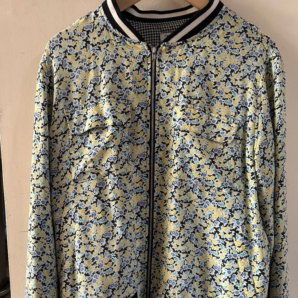 EQUIPMENT flowered baseball/bomber jacket M